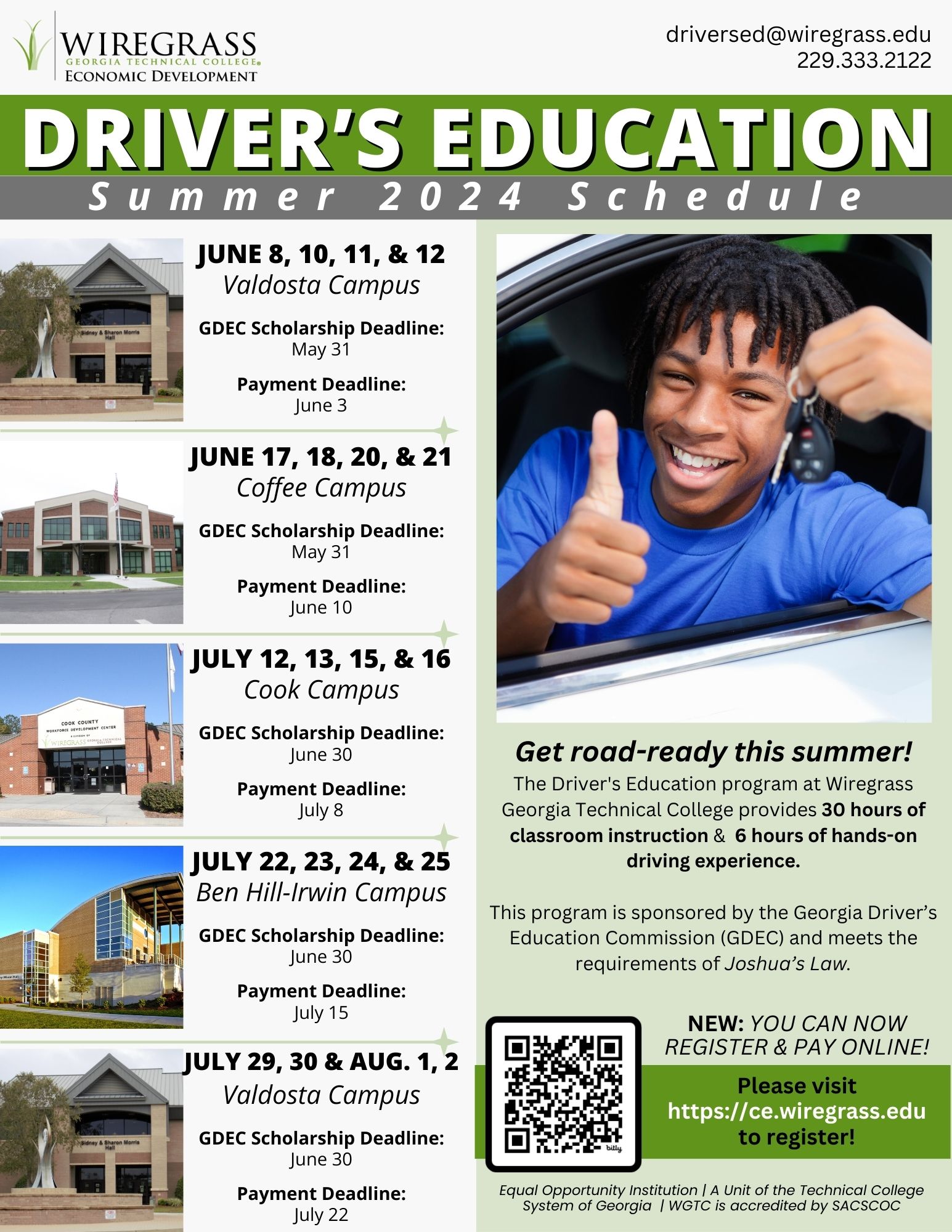 Dates & Deadlines Wiregrass Technical College